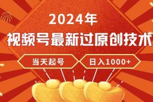 2024年视频号最新过原创技术，当天起号，收入稳定，日入1000+