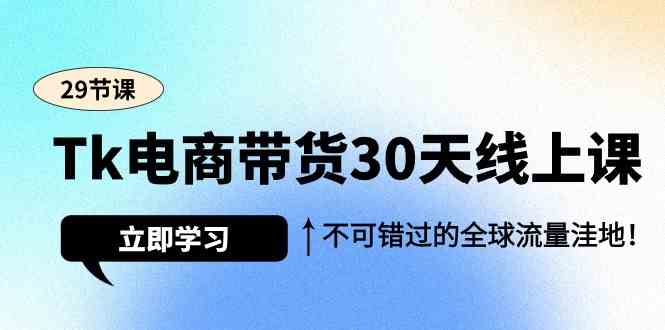 Tk电商带货30天线上课，不可错过的全球流量洼地（29节课）插图