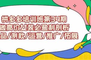 拼多多培训班第34期：做高价女装必盈利剖析  选品/测款/运营/推广/拓展