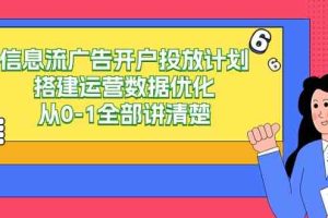 信息流-广告开户投放计划搭建运营数据优化，从0-1全部讲清楚（20节课）