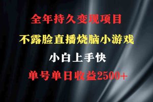 2024年 最优项目，烧脑小游戏不露脸直播  小白上手快 无门槛 一天收益2500+