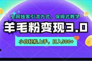 羊毛粉变现3.0 全网独家引流方式，小白轻松上手，日入500+