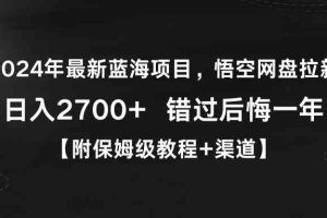 2024年最新蓝海项目，悟空网盘拉新，日入2700+错过后悔一年【附保姆级教…