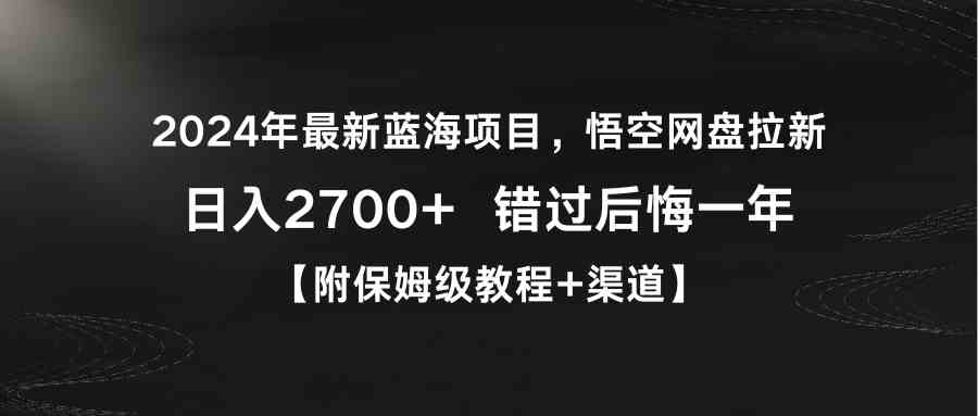 2024年最新蓝海项目，悟空网盘拉新，日入2700+错过后悔一年【附保姆级教…插图