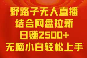 无人直播野路子结合网盘拉新，日赚2500+多平台变现，小白无脑轻松上手操作