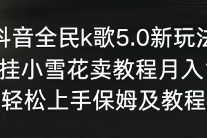 抖音全民k歌5.0新玩法，直播挂小雪花卖教程月入10万，小白轻松上手，保…