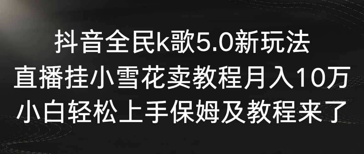 抖音全民k歌5.0新玩法，直播挂小雪花卖教程月入10万，小白轻松上手，保…插图