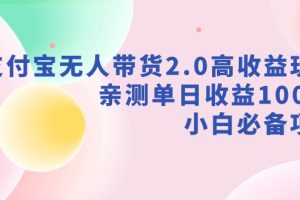 支付宝无人带货2.0高收益玩法，亲测单日收益1000+，小白必备项目