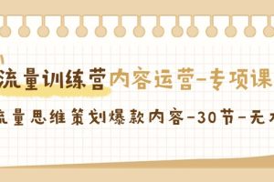 流量训练营之内容运营-专项课，用流量思维策划爆款内容-30节-无水印