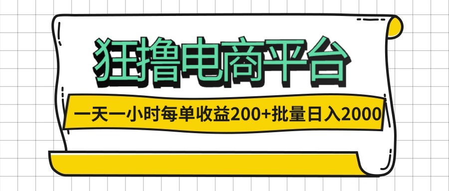 一天一小时 狂撸电商平台 每单收益200+ 批量日入2000+插图