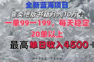 靠卖绝版书籍月入10W+,一单99-199，一天平均20单以上，最高收益日入4500+