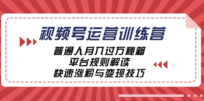 视频号运营训练营：普通人月入过万秘籍，平台规则解读，快速涨粉与变现…插图