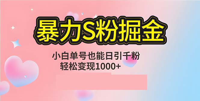 单人单机日引千粉，变现1000+，S粉流量掘金计划攻略插图