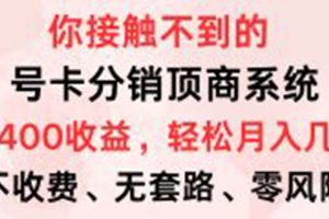 号卡分销顶商系统，单卡400+收益。0门槛免费领，月入几W超轻松！