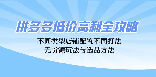 拼多多低价高利全攻略：不同类型店铺配置不同打法，无货源玩法与选品方法插图