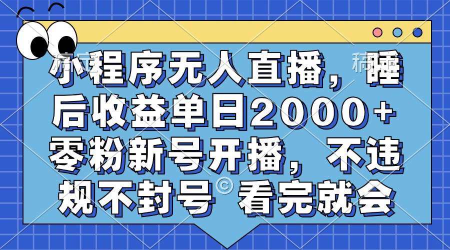 小程序无人直播，睡后收益单日2000+ 零粉新号开播，不违规不封号 看完就会插图