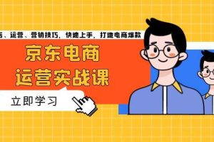 京东电商运营实战课，传授开店、运营、营销技巧，快速上手，打造电商爆款