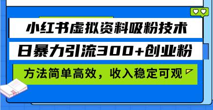 小红书虚拟资料吸粉技术，日暴力引流300+创业粉，方法简单高效，收入稳…插图