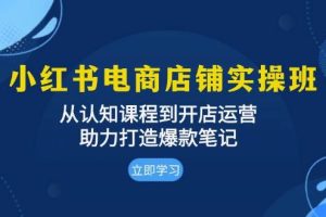 小红书电商店铺实操班：从认知课程到开店运营，助力打造爆款笔记