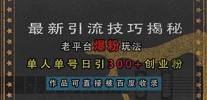 最新引流技巧揭秘，老平台爆粉玩法，单人单号日引300+创业粉，作品可直…插图