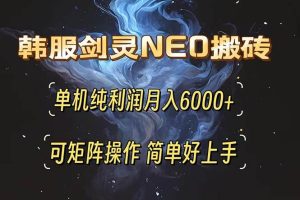 韩服剑灵NEO搬砖攻略，单机纯利润月入6000+ 可矩阵操作，简单好上手。