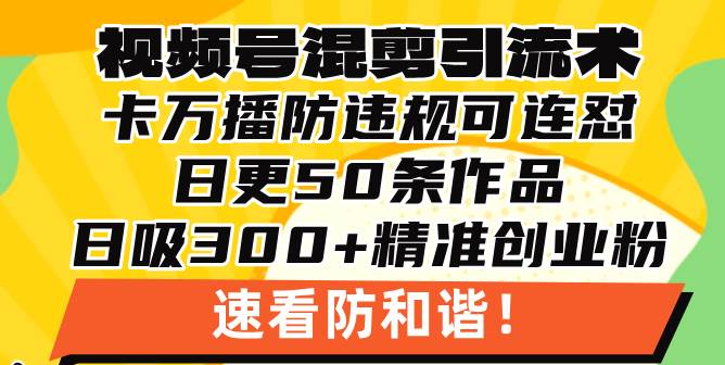 视频号混剪引流技术，500万播放引流17000创业粉，操作简单当天学会插图