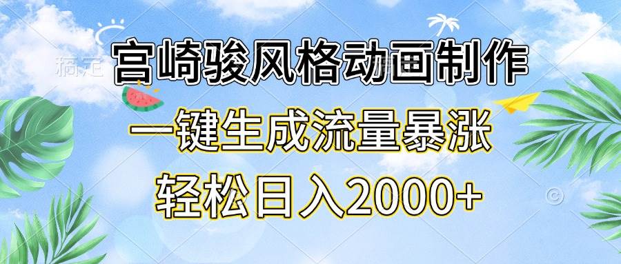 宫崎骏风格动画制作，一键生成流量暴涨，轻松日入2000+插图