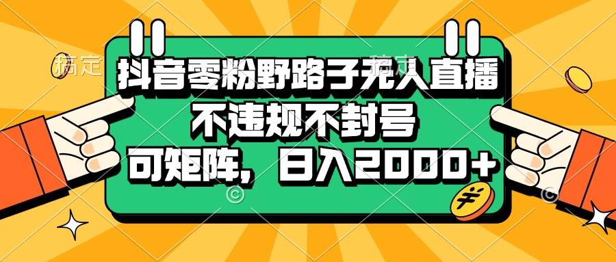 抖音零粉野路子无人直播，不违规不封号，可矩阵，日入2000+插图