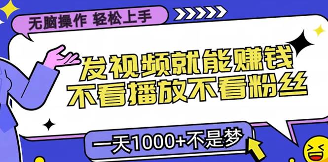 无脑操作，只要发视频就能赚钱？不看播放不看粉丝，小白轻松上手，一天…插图