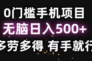 零撸项目，看广告赚米！单机40＋小白当天上手，可矩阵操作日入500＋