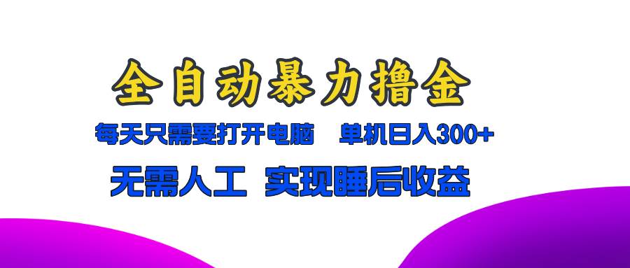 全自动暴力撸金，只需要打开电脑，单机日入300+无需人工，实现睡后收益插图