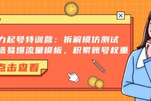 暴力起号特训营：拆解模仿测试，打造易爆流量模板，积累账号权重