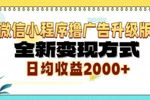 微信小程序撸广告升级版，全新变现方式，日均收益2000+