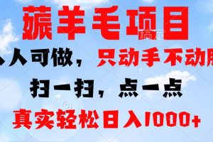 薅羊毛项目，人人可做，只动手不动脑。扫一扫，点一点，真实轻松日入1000+