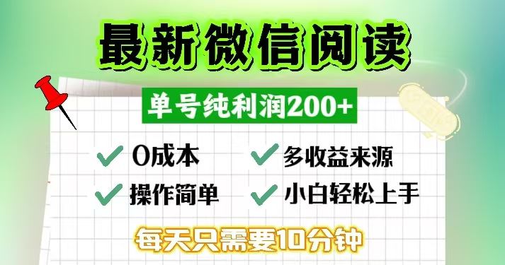 微信阅读最新玩法，每天十分钟，单号一天200+，简单0零成本，当日提现插图