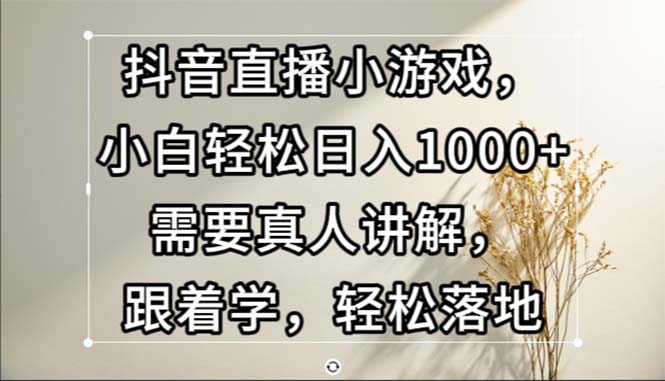 抖音直播小游戏，小白轻松日入1000+需要真人讲解，跟着学，轻松落地插图