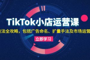 TikTok小店运营课：投流技法全攻略，包括广告命名 扩量手法及市场运营方法