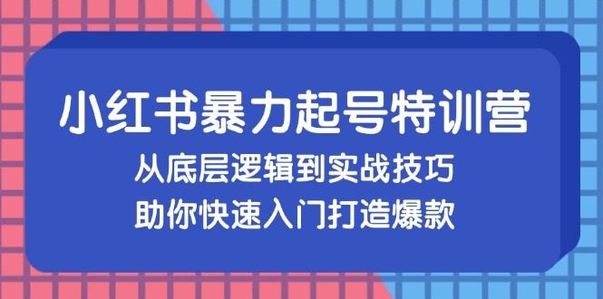 小红书暴力起号训练营，从底层逻辑到实战技巧，助你快速入门打造爆款插图