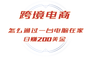 日赚200美金的跨境电商赛道，如何在家通过一台电脑把货卖到全世界！