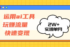 运用AI工具玩赚流量快速变现 实操单月2w+