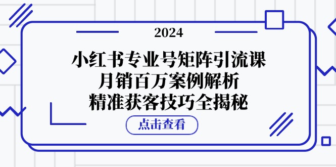 小红书专业号矩阵引流课，月销百万案例解析，精准获客技巧全揭秘插图