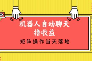 机器人自动聊天撸收益，单机日入500+矩阵操作当天落地