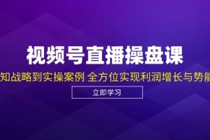 视频号直播操盘课，从认知战略到实操案例 全方位实现利润增长与势能提升