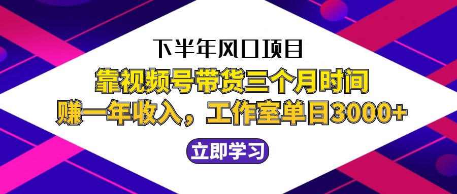 下半年风口项目，靠视频号带货三个月时间赚一年收入，工作室实测单日3…插图