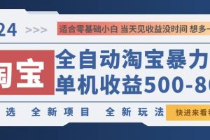 2024淘宝暴力掘金，单机500-800，日提=无门槛