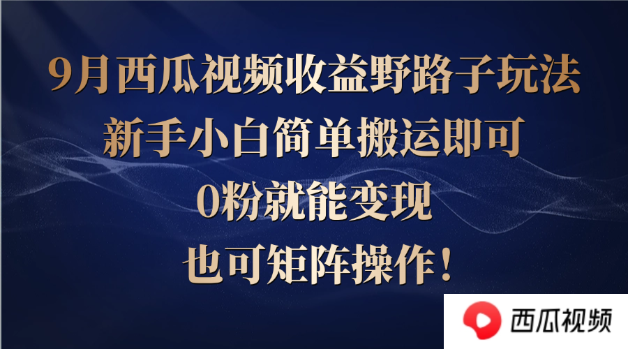 西瓜视频收益野路子玩法，新手小白简单搬运即可，0粉就能变现，也可矩…插图