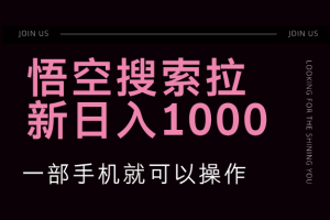 悟空搜索类拉新 蓝海项目 一部手机就可以操作 教程非常详细