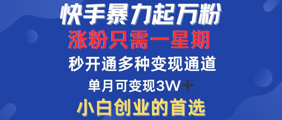 快手暴力起万粉，涨粉只需一星期，多种变现模式，直接秒开万合，小白创…插图