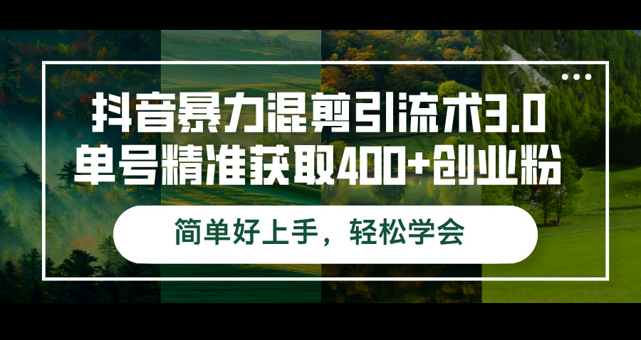 抖音暴力混剪引流术3.0单号精准获取400+创业粉简单好上手，轻松学会插图