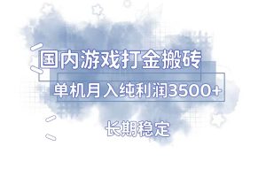 国内游戏打金搬砖，长期稳定，单机纯利润3500+多开多得